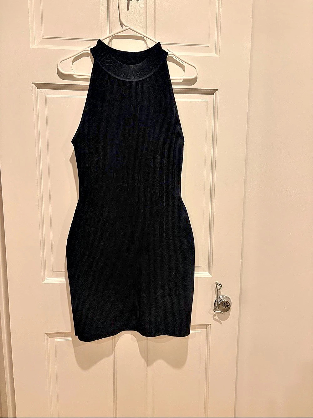 Babaton Anderson Sculpt Knit Halter Dress Black Medium